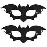 2 Stück Halloween Maske Kinder, Halloween Maske, schwarze Augenmasken, Fledermaus Masken Schwarz, Halloween Fledermauskostüm Maske für Karneval, Rollenspiel, Party, Halloween-Dekorationszubehör