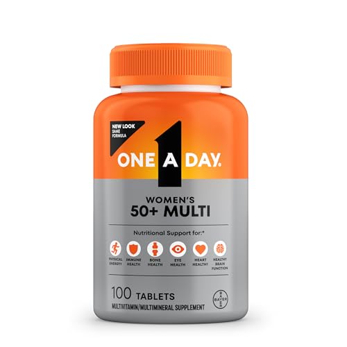 One A Day Multivitamin for Women 50 and Over Tablets, Womens Multivitamin 50 plus with Vitamins D, C, E, Zinc & Biotin, Daily Vitamins for Woman 50+, 100 Ct (Packaging May Vary)