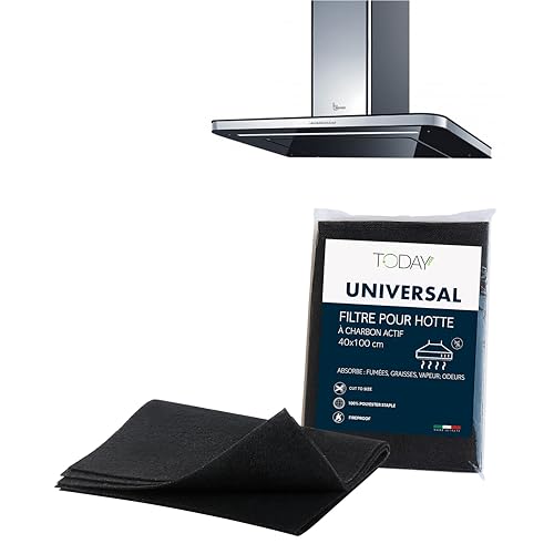 Today - Filtre Universel à Charbon Actif pour Hotte de Cuisine 40x100 cm – Découpable, Anti-Odeur, Retient Graisse & Humidité – Sécurité et Qualité Italienne
