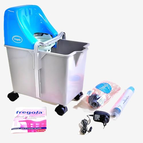 Fregola Kit | Escurridor automático de fregona sin Esfuerzo | Sistema ergonómico con batería Recargable | Escurrido automático sin Pedal ni presión Manual | Uso doméstico y Profesional