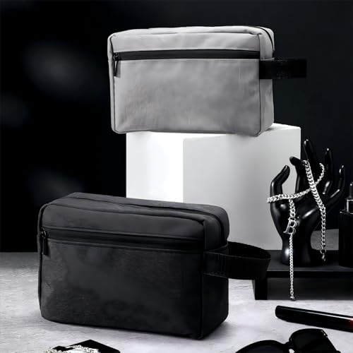 4 Pcs Toiletry Bag Water Resistant Shaving Toiletry Travel Cosmetic Bag for Men Portable Storage for Women Makeup Pouch Organizer with Large Capacity for Toiletries(Dark Color,Plain)2