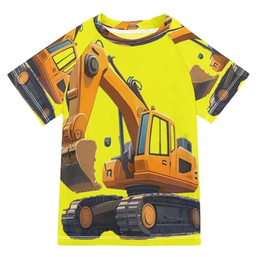 MNSRUU Toddler Boy Rash Guard Short Sleeve Swim Shirt Cartoon Truck Print Rashguard 9-10T Beach Shirts Quick Dry,1