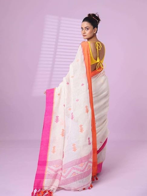 Image of SWORNOF Women's Pure Silk Saree With Blouse Piece