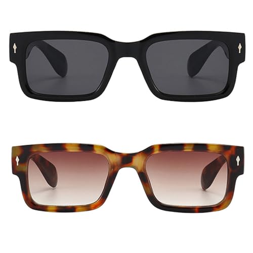 Trendy Rectangle Sunglasses for Women Men Retro Square Chunky Frame Sun Glasses Designer Style UV Protection3