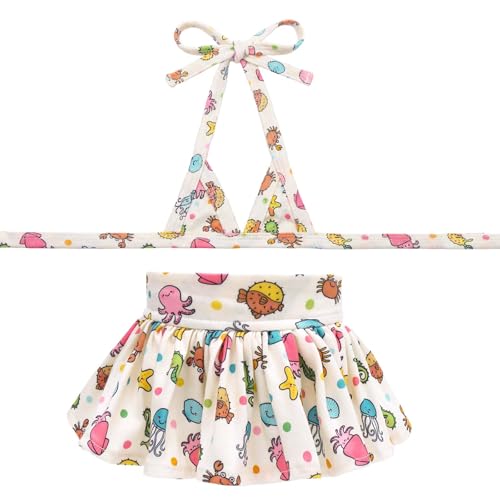 Image of CuteBone Dog Bikini Dress, Stylish Swimsuit Costume for Small Dogs, Comfortable & Adjustable Puppy Bathing Suit, Soft Outfit Pet Apparel for Beach, Pool and Summer Fun DB36S
