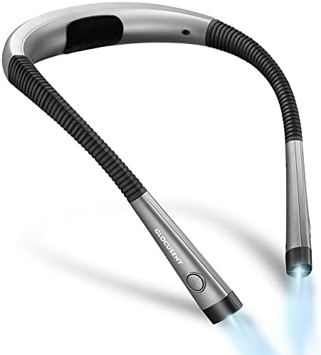 Glocusent LED Neck Reading Light, Book Light for Reading in Bed, 3 Colors, 6 Brightness Levels, Bendable Arms, Rechargeable, Long Lasting, Perfect for Reading, Knitting, Camping, Repairing