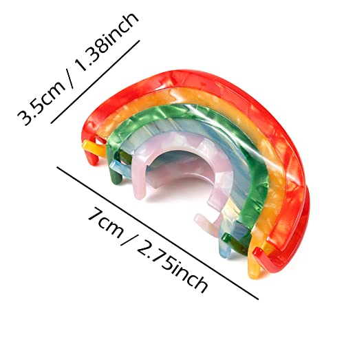 Rainbow Hair Claw Clip Non Slip Acrylic Acetate 90'S Strong Hold Jaw Barrettes Cute For Women Girls Thin Thick Curly Hair Rainbow Pride Parade Accessory #TOP4