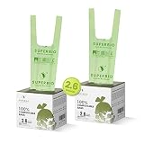 SUPERBIO 2.6 Gallon Compostable Handle Tie Bags, 100 Count, 2 Pack, Compost Trash Bags, Garbage Bags
