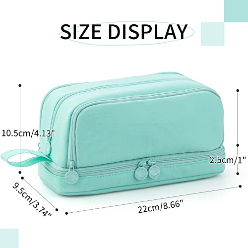 Image of CICIMELON Large Capacity Pen Pencil Case with 4 Compartments, Multi-Slot Pencil Pouch Bag Aesthetic School Supplies Organizer for Teens Adults (Mint Green)