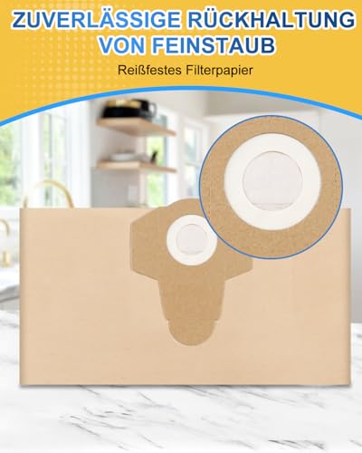 KEEPOW 10 Stück Schmutzfangsack 12L für Einhell TC-VC 1812 S 1812/1S 18/15, TE-VC 18/10, BT-VC 1250S, INOX 1250S, Nass Trockensauger Staubsauger Beutel für Einhell