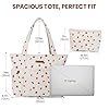 Captain Blues Tote Bag for Women with Zip, Large Capacity Work Bag with Compartments & Pockets, Soft Cotton Lining, for College, Teacher, Uni, School, Travel, Shopping (Beige Strawberries) #2