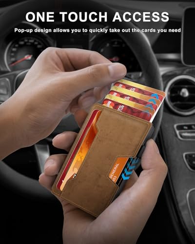 Wallet for Men, Mens Wallet Slim Compact Minimalist Wallet with Money Clip, Bifold Leather Rfid Blocking Smart Metal Pop Up Front Pocket Wallet3