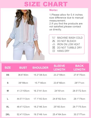 Mutitop Womens Button Down Shirts Striped Dress Shirts Long Sleeve Textured Blouse Collared Work Office Top Casual Tunic - Image 6