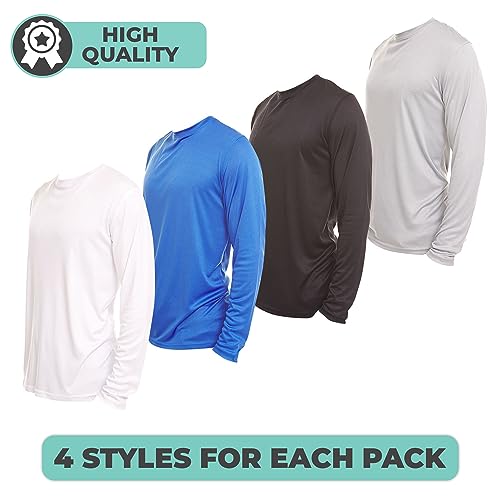 Image of Dri-Fit Long Sleeve T Shirts for Men-4 Pack- Moisture Wicking, Quick Dry Tees