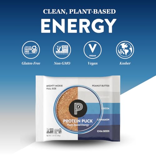 Image of Protein Puck Plant Based Protein Bars 16 Count 3.25oz Full Size MightyMoxie | Snacks with Vegan Protein, Gluten Free, Non Dairy, Kosher Certified Non GMO Premium Healthy Bars