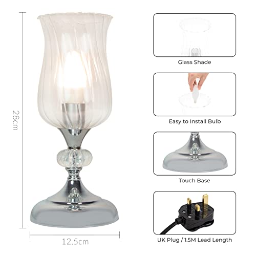 Anika 62519 Hurricane Table Lamp with Touch Activated Base / 3 Brightness Settings / Easy to Install Bulb / Chrome Effect / Mains Powered / 28 x 12.5cm - Image 4
