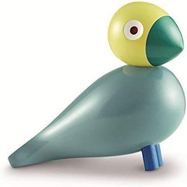 Kay Bojesen Wooden Bird Figurine Song Bird Sunshine Turquoise