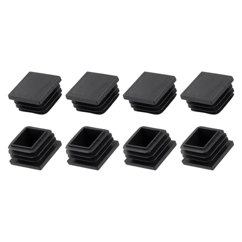 METALLIXITY Square Tube End Cap(30 x 30mm) 8Pcs, Plastic Plugs Insert End Caps Pipe Cap Cover - for Furniture Table Chair Legs, Black
