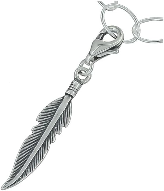 egemmall Sterling Silver Feather Clip On Pendant Charm Enhancer