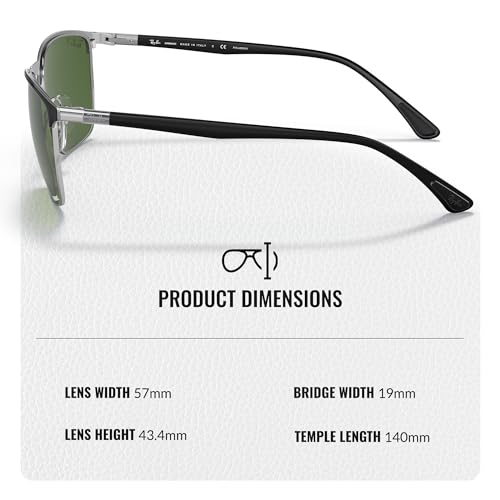 Image of Ray-Ban RB3686 CHROMANCE POLARIZED Square Shape Sunglasses for Men & Women with Official Eyewear Kit