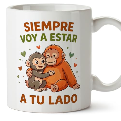 MUGFFINS taza mono punch con frase Siempre voy a estar a tu lado en Español | regalo novio, novia, pareja, marido, esposa, cumpleaños, aniversario | punch v1