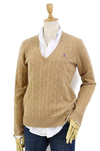 (ポロ ラルフローレン) POLO Ralph Lauren ラルフローレンレディース メリノウール ケーブル Vネックセーター 無地 ワンポイント 0102461 [並行輸入品]