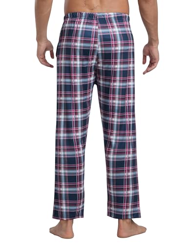 JINSHI Mens Pajama Pants Plaid Modal Pajama Bottoms Loose Long Pj Pant Sleepwear Lounge Pants with Pockets 2 Pack4