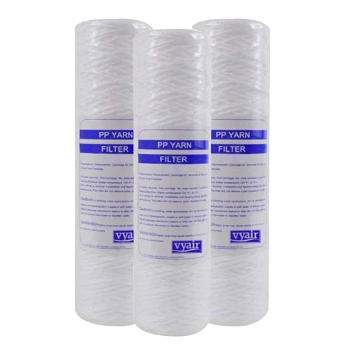 Vyair AquaFilter 100 Micron 10" String Wound PP Yarn Sediment, Particle, Reverse Osmosis, Bio-Diesel, Vegetable Oil Water Filter for Sand, Silt, Dirt, Rust Reduction (3)