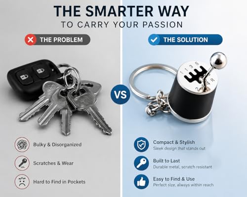 Image of 6 Speed Manual Gear Shift Keychain Metal Car Gearbox Keyring with Moving Shifter Lever - Mini Stick Shift Key Chain Toy Accessory for Car Lovers, Bike Enthusiasts & Gifting