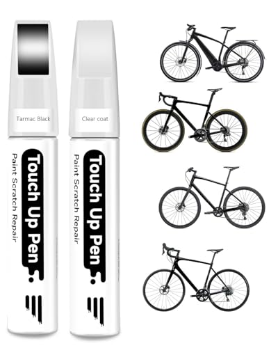 PARTS4EV Tarmac Black-Satin Peinture pour vélo – Peinture de retouche avec vernis transparent pour Specialized – Stylo de retouche pour métal et plastique – Peinture de réparation haute couverture