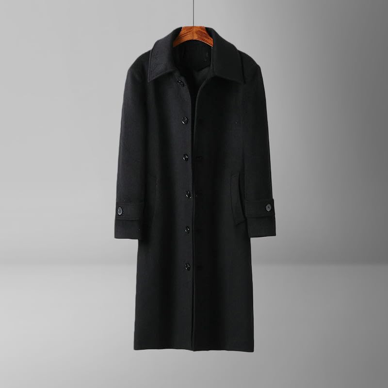 Gabardina de lana larga para hombre estilo británico negro talla M 3