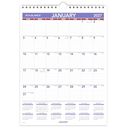 Image of AT-A-GLANCE 2027 Wall Calendar, Monthly, 8 inch x 11 inch Planner, Ruled Daily Blocks (PM12827)