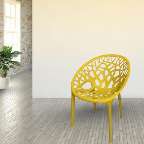 Image of activa Crystal Plastic Arm Chair | Stackable Indoor Outdoor Chair for Home, Balcony, Patio & Garden | Comfortable Designer Armrest Chair | Durable Plastic Seating Furniture (Yellow, Set of 1)