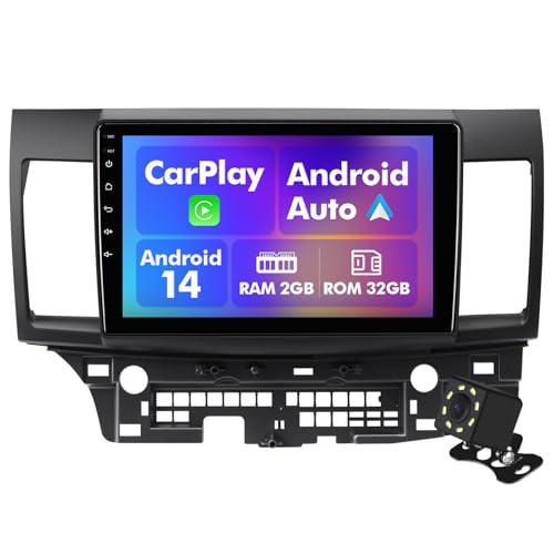Android 14 Car Radio for 2+32G Mitsubishi Lancer 2007-2013 10.1'' 1280 * 720 Touchscreen Car Stereo with Carplay Android Auto Backup Camera Mirror Link GPS Navigation WiFi 6 Bluetooth 5.4 FM SWC