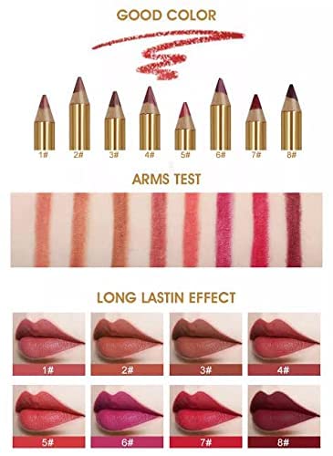 Image of Imagic Professional 8 Colors Waterproof Smooth and Long Lasting Golden Silky Matte Lip Liner Pencil Set - Suitable for Daily Use
