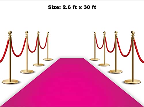 Red Carpet Floor Runner Hollywood Party Decoration Fabric 100 Gsm (Pink, 2.6X30 Feet) #TOP3