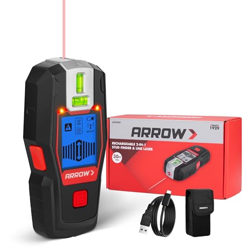 ARROW 2-in-1 Stud Finder with Laser Level Rechargeable Wall Stud Scanner