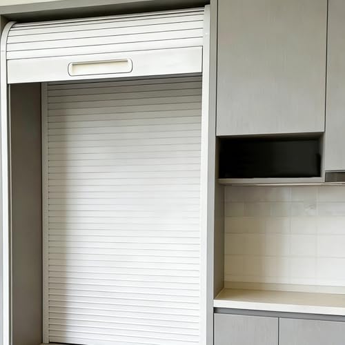 Kit De Puerta Enrollable Tipo Persiana para Armar Usted Mismo, Apertura Vertical Deslizante Suave, Puerta De Mueble Flexible Y Personalizable, para Cocina, Armario Y Almacenamiento (24×22