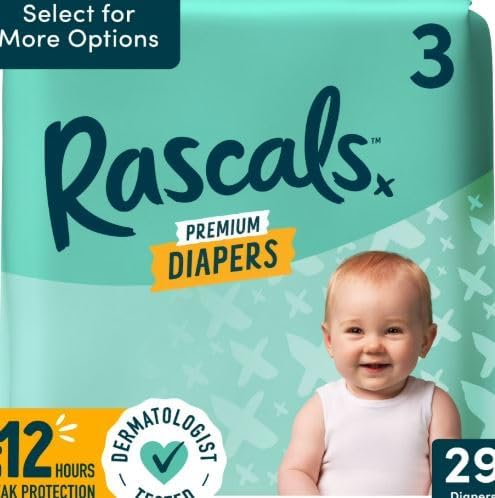 Rascals Premium Diapers Size 3, 29 Count