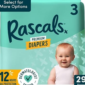 Rascals Premium Diapers Size 3, 29 Count