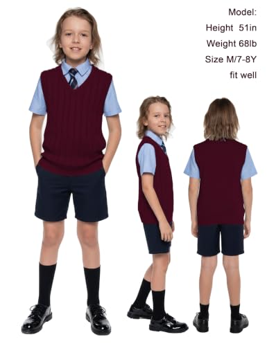 Image of JSTEX Boys Sweater Vest 100% Cotton Kids Uniform Vest V-Neck Sleeveless Knit Pullover for Boy Girls Toddler Size 4-14