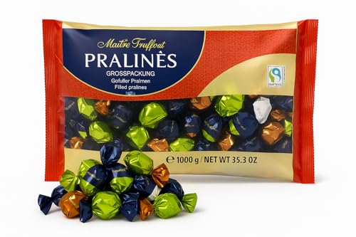 Maître Truffout Pralinen 1 kg – Zartschmelzende Vollmilchschokolade in Großpackung – Perfekter Schoko‑Vorrat zum Teilen 