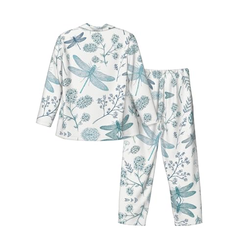Pyjama homme imprimé libellule à manches longues et boutonnées