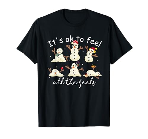 It's Ok To Feel All the Feels Mental Health Christmas T-Shirt
