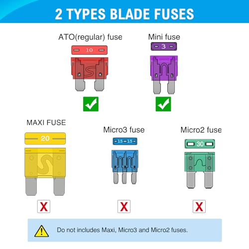 Image of Nilight 180 Pcs Automotive Blade Fuse Kit Standard Mini Fuse Assortment | with Fuse Puller & Circuit Tester 5A 7.5A 10A 15A 20A 25A 30A 35A 40A Essential Replacement Fuses for Cars Trucks SUVs