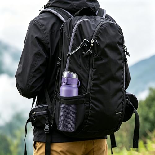 Image of GOPPUS Insulated Water Bottle 20oz Stainless Steel BPA-Free Sports Bottle Ideal for School and Travel Silicone Spout Lid Prevents Leaks, Sweat, and Dust (purple)