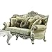 HomeRoots Upholstery, Wood Leg/Trim 41" X 72" X 49" Fabric Champagne Upholstery Wood Leg/Trim Loveseat w/5 Pillows