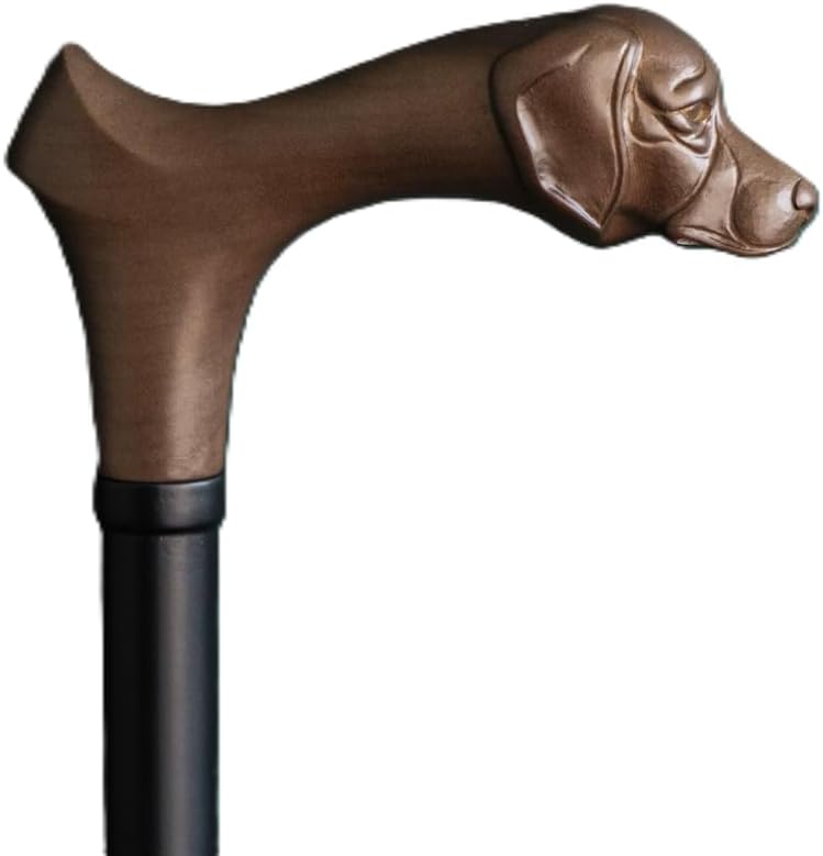 Dog Head Wooden Hand Carved Cane, Dog Head Cane - Premium Wooden Walking Stick, Carved Cane Beautiful Cane Walking Handle Wooden Cane For Men - The Ultimate Gift for Dog Lovers and Gentlemen