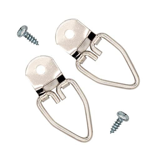Image of 1-1 /4 inch x 3 /5 inch Zinc-Plated Heavy Duty D Ring Picture Hanger - Pack of 100 with Screws for Picture Frames & Mirrors