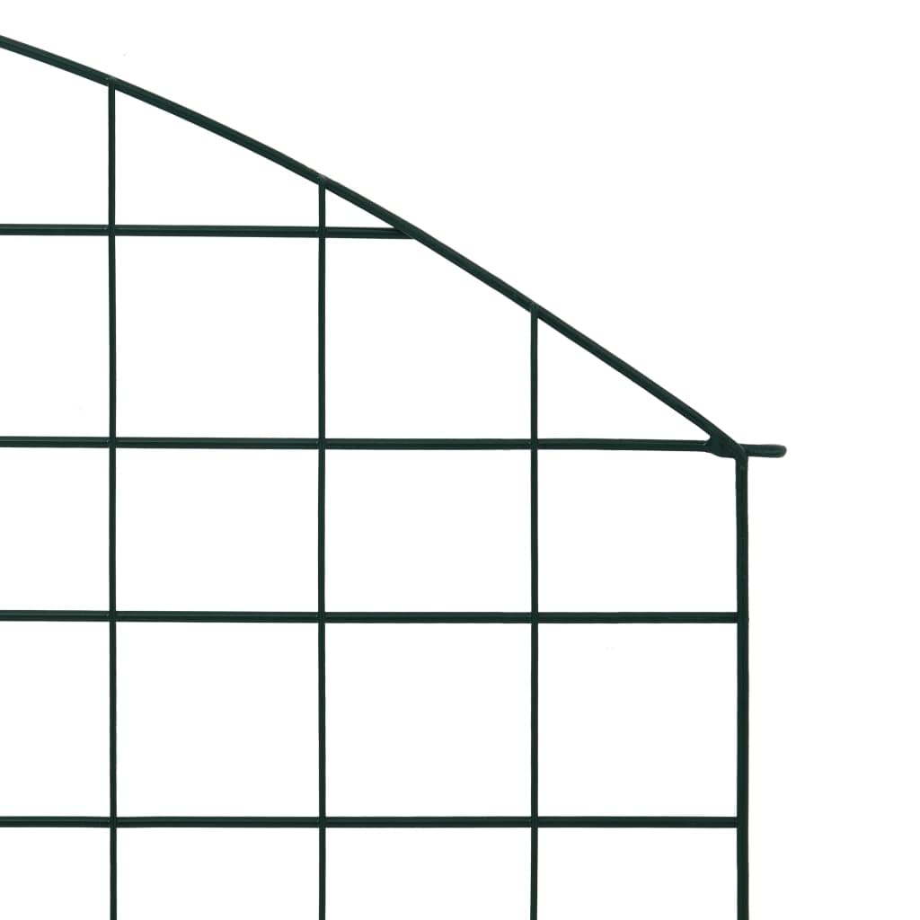 Set di recinzioni da giardino convesse, 77,5 x 78,5 cm, colore verde, filo di acciaio verniciato a polvere, per laghetto, giardino, bordo dell'aiuola, 5 elementi di recinzione con 6 pali